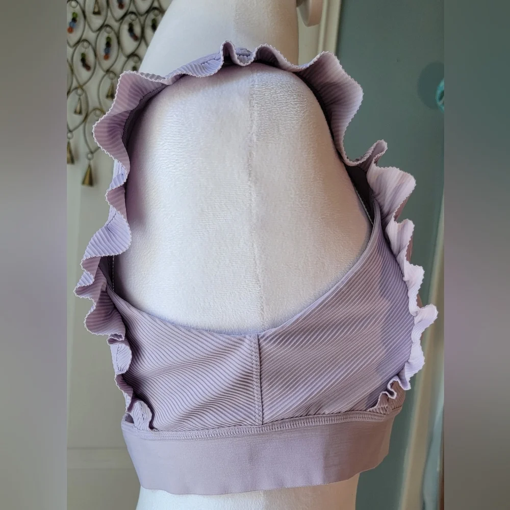 FP Movement Free People Ruffled Up Yoga Top Women's L Lilac Sport Bra Crop Tank - Picture 4 of 12